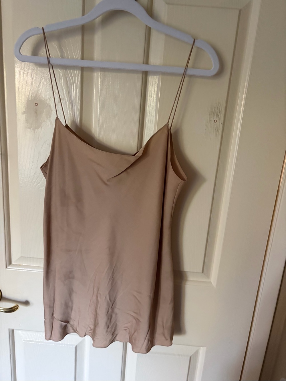 Theory Beige Satin Spaghetti Strap Cami